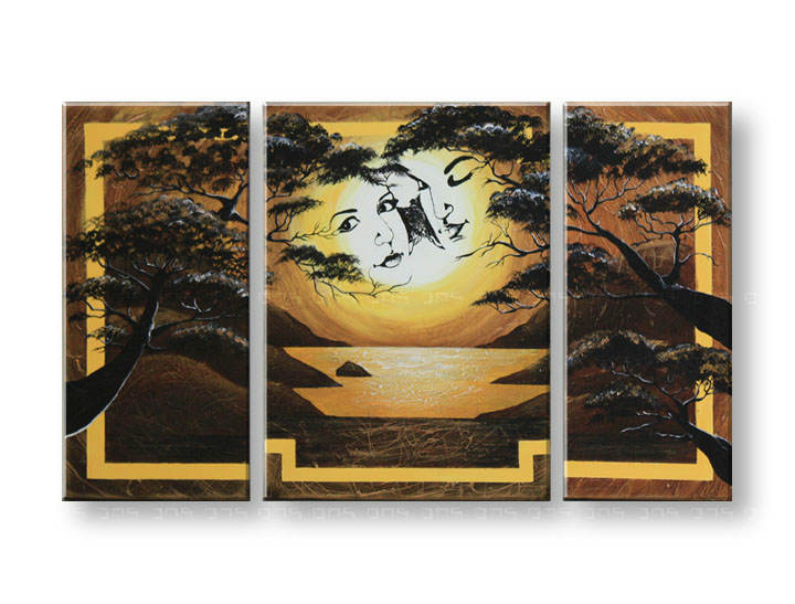 Quadri dipinti su tela DeLUXE - AMARE di 3 pezzi 024D3