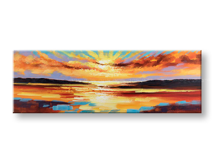 Quadri dipinti su tela TRAMONTO di 1 pezzo CFASS008 - 150x50 cm