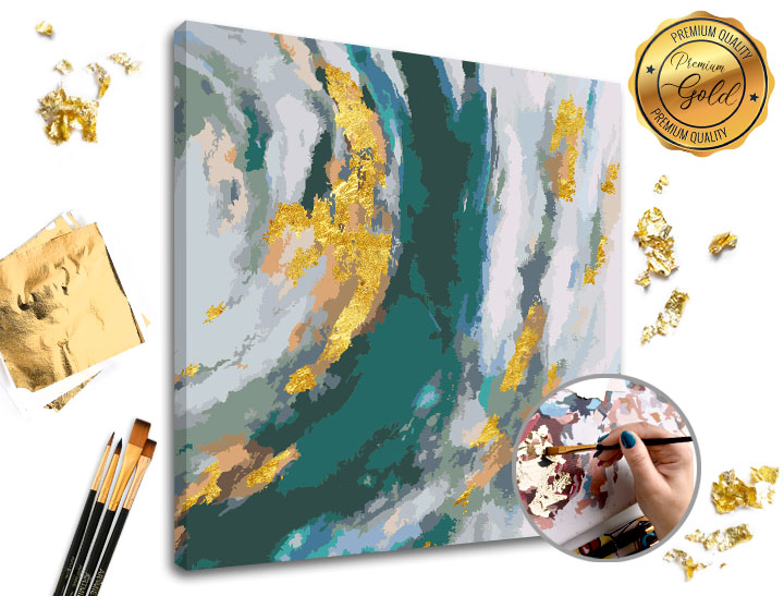 Dipingere con i numeri PREMIUM GOLD - Fantasia turchese