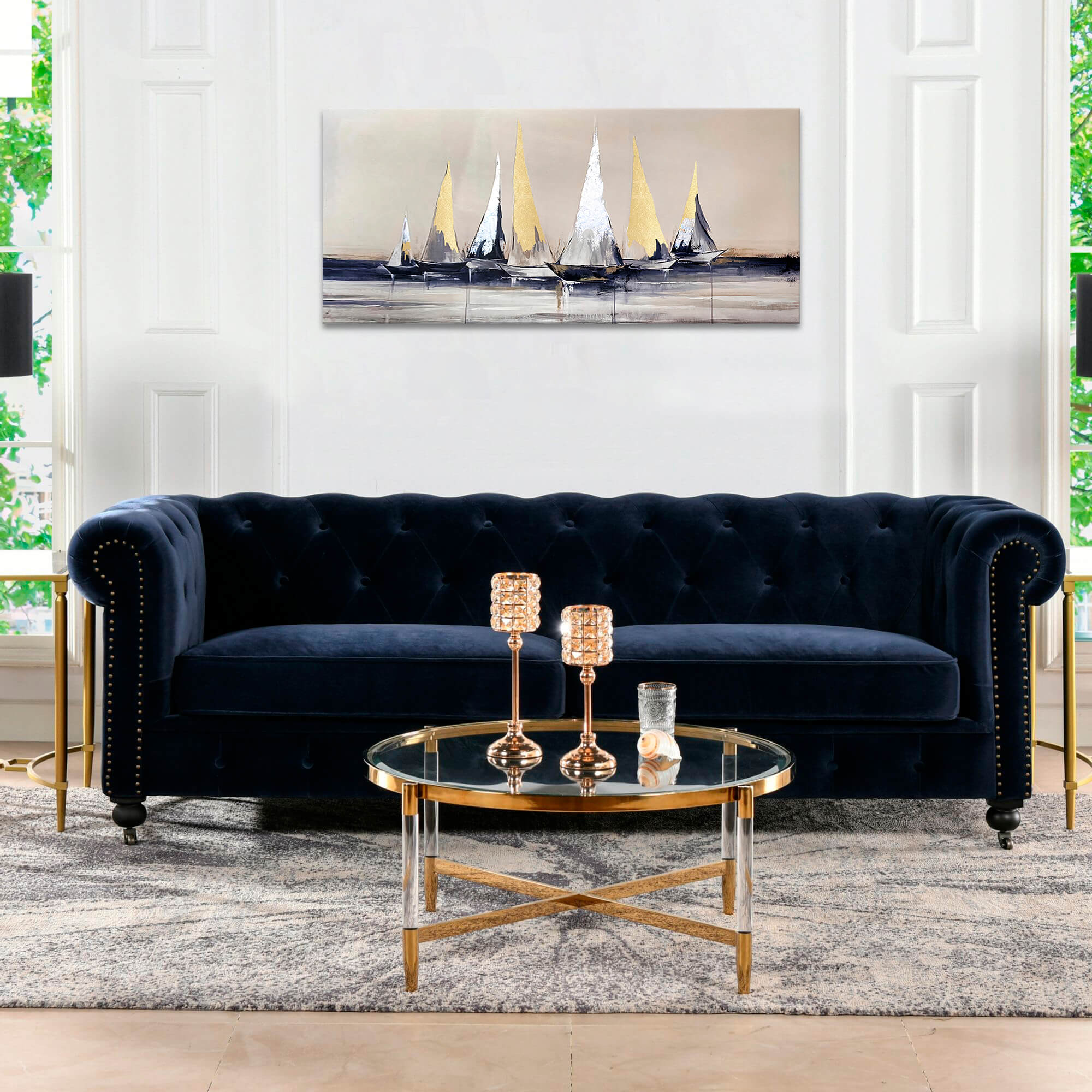 Dipinti su tela - PREMIUM ART - Navi a vela in mare 110x50 cm