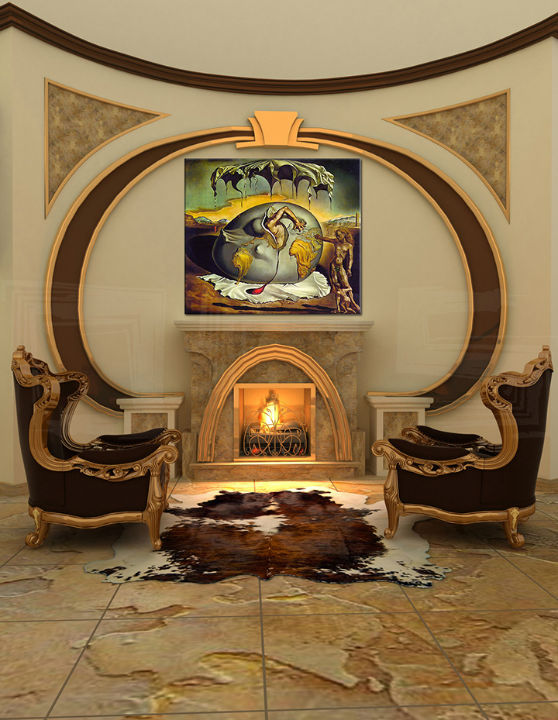 Immagine su tela BAMBINO GEOPOLITICO CHE GUARDA LA NASCITA DI UN UOMO NUOVO - Salvador Dalí 70x80 cm