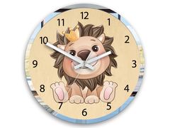 Orologio da parete per bambini Leone con corona