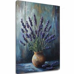 Pittura armonia di lavanda | Camera in un vaso di argilla | Dettagli in acrilico 40x60 cm