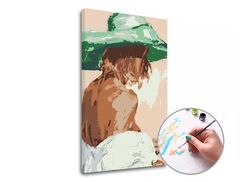 Pittura per numeri LA DONNA CON IL CAPPELLO VERDE | difficoltà bassa