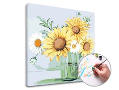 Pittura per numeri MARGHERITE E GIRASOLI | difficoltà bassa