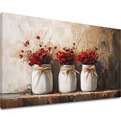 Pittura rustica | Fiori selvatici in vaso | Pittura acrilica 100% originale