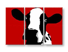 Quadri dipinti a mano Pop Art Cow di 3 pezzi cow