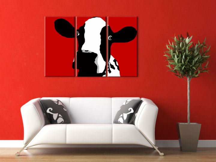 Quadri dipinti a mano Pop Art Cow di 3 pezzi cow