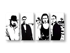 Quadri dipinti a mano Pop Art U2 in Black di 4 pezzi U22