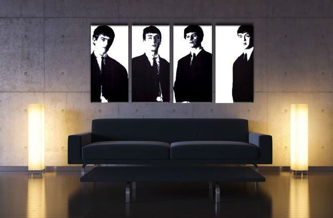 Quadri dipinti a mano Pop Art Beatles di 4 pezzi bea3