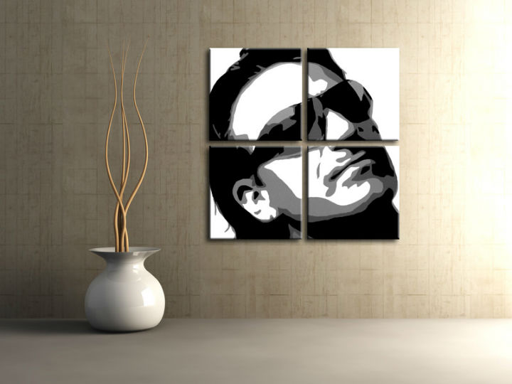 Quadri dipinti a mano Pop Art Bono-U2 di 4 pezzi bono2