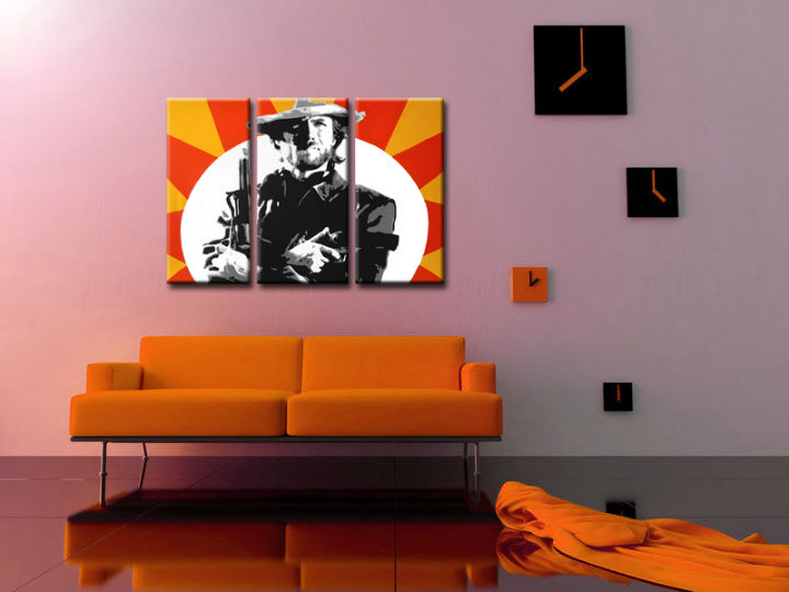 Quadri dipinti a mano Pop Art Clint Eastwood di 3 pezzi ce2