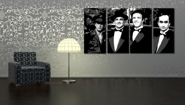 Quadri dipinti a mano Pop Art Corleone Family di 4 pezzi cor