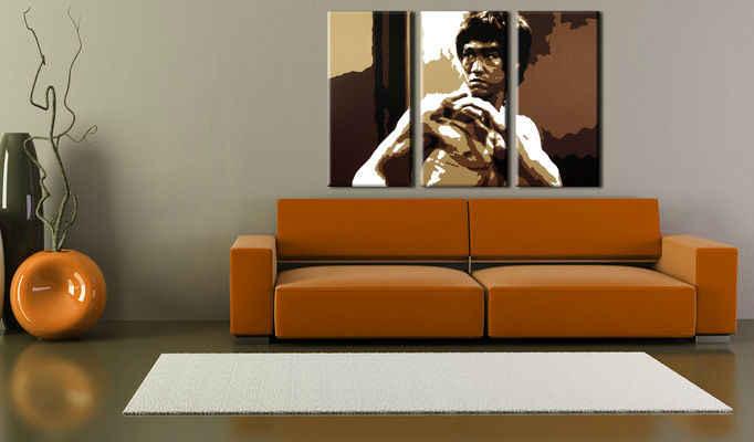 Quadri dipinti a mano Pop Art AL Bruce Lee di 3 pezzi lee