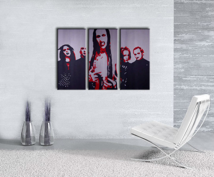 Quadri dipinti a mano Pop Art Marilyn Manson di 3 pezzi mm