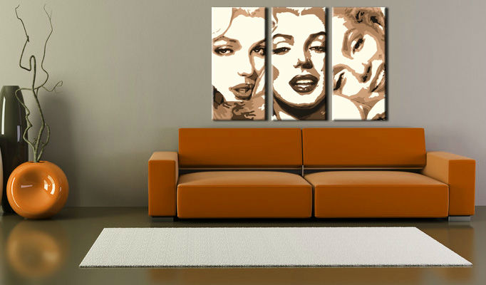 Quadri dipinti a mano Pop Art Marilyn MONROE di 3 pezzi mon1