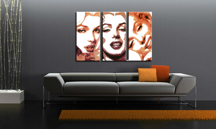 Quadri dipinti a mano Pop Art Marilyn Monroe di 3 pezzi mon2
