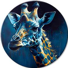 Quadri rotondi con acrilico Notte giraffa aura | dimensioni diverse