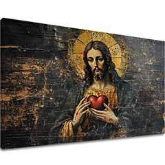 Sacro Cuore di Gesù | Dipinto con acrilico e foglia d'oro